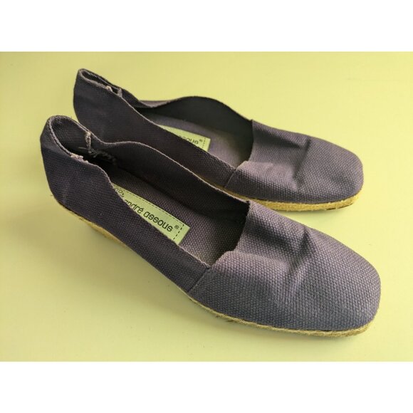 Vintage Andre Assous Purple Espadrilles Women's Sz 6, 6.5 Canvas Rope Heel Spain - Picture 4 of 16